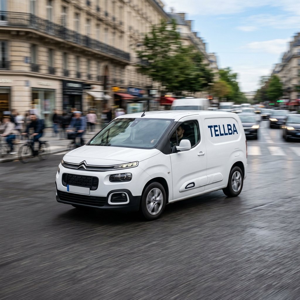 Furgoneta Citroën Berlingo de reparto express de Tellba Service en Madrid